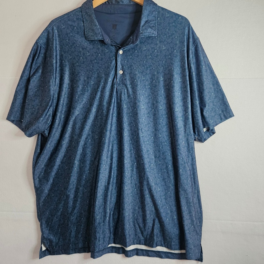 Hickey Freeman Golf Polo Shirt XXL Mens Navy Blue Shamrock Clover Performance